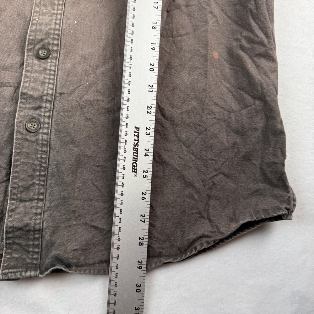 Woolrich Mens Large Brown Canvas Work Shirt Long Sleeve Button Down Utility L - Picture 5 of 6